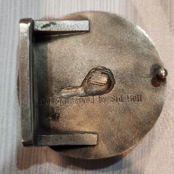 Vintage Pewter flying duck 12 gauge Belt buckle by Sid Bell - Picture 2 of 2